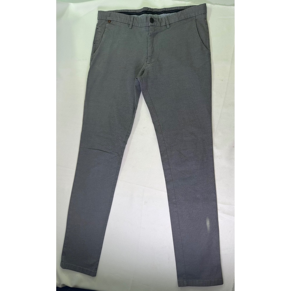 Zara Man Grey Textured Slim Fit Chino Trousers Casual Preppy Modern Size 34x32